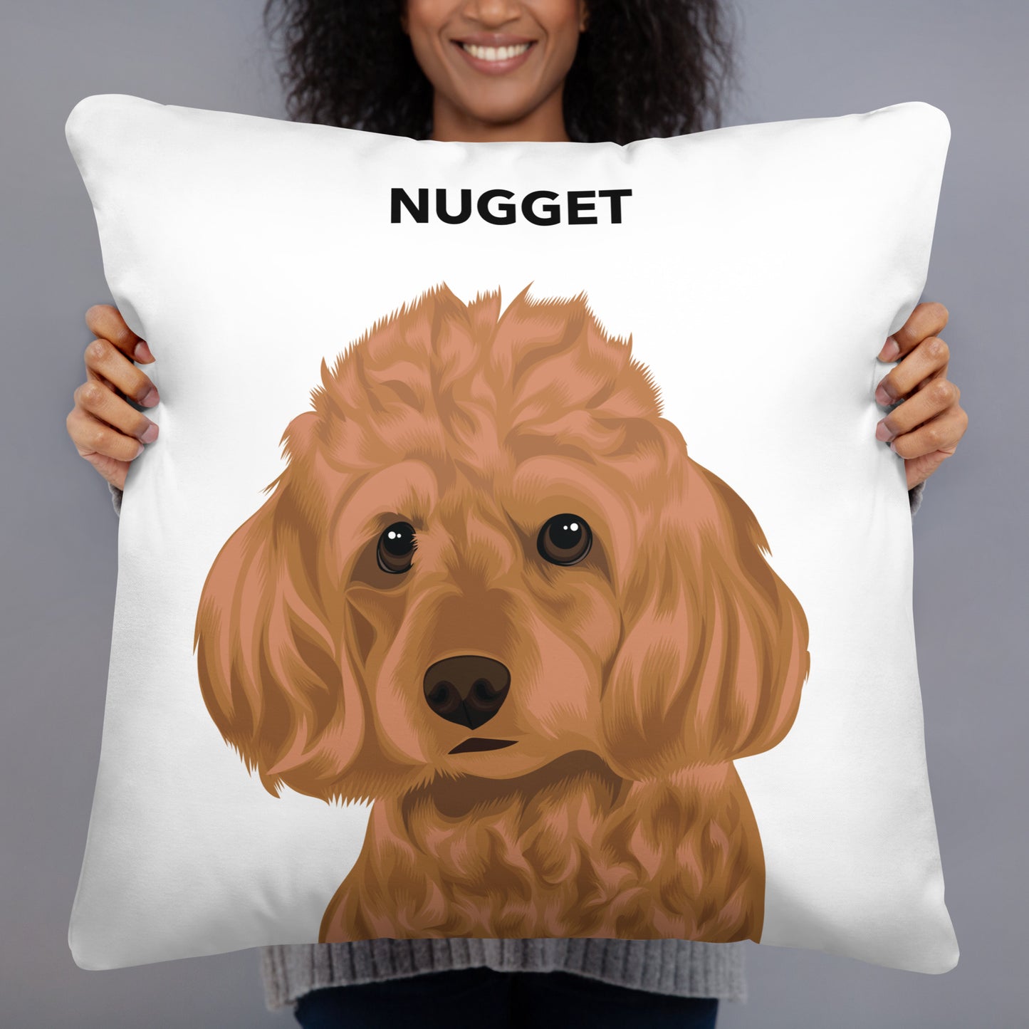 Couch Pillow with Artisanal Custom Pet Portrait