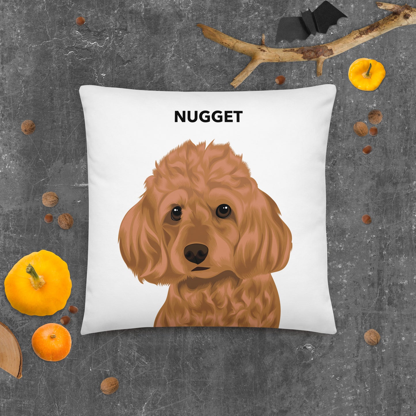 Couch Pillow with Artisanal Custom Pet Portrait