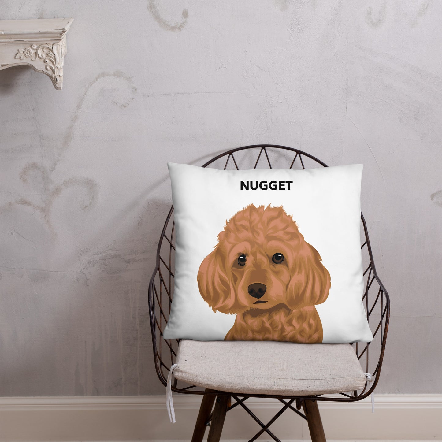 Couch Pillow with Artisanal Custom Pet Portrait