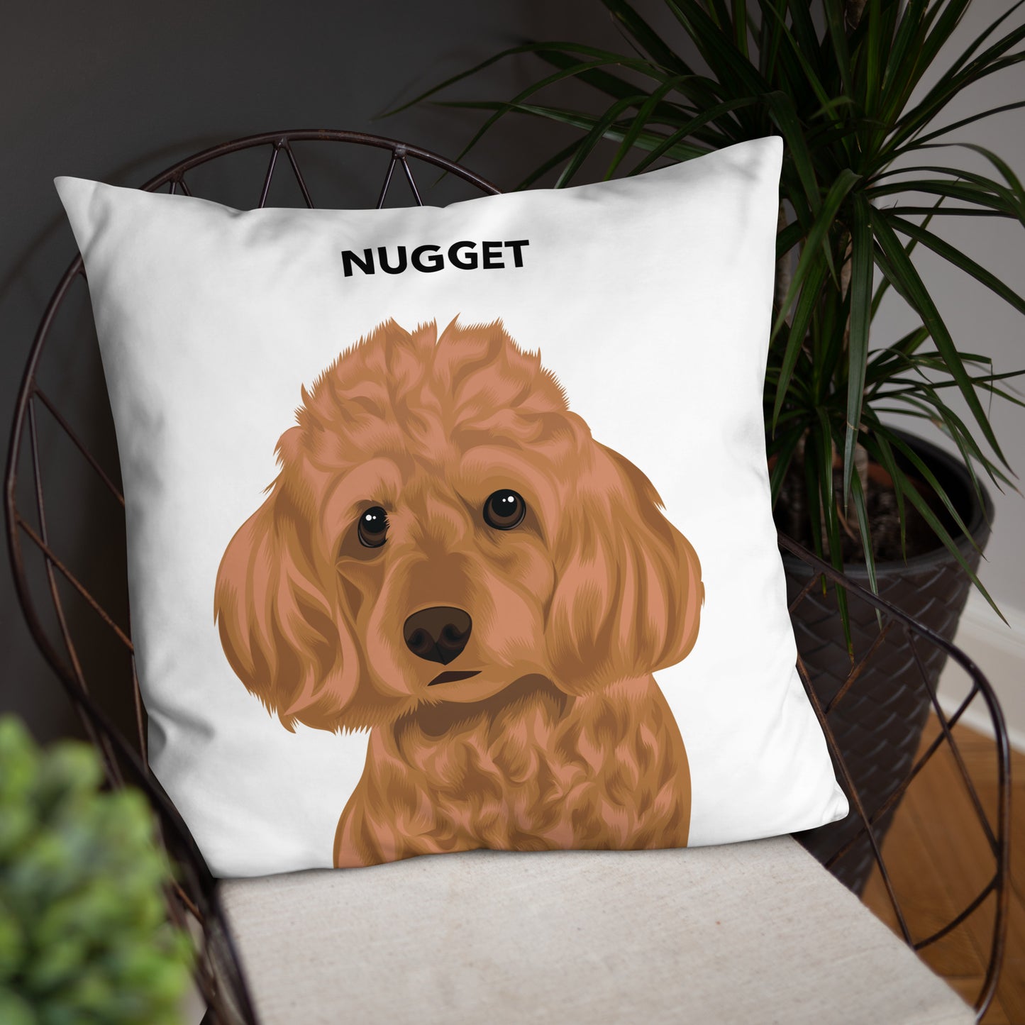 Couch Pillow with Artisanal Custom Pet Portrait