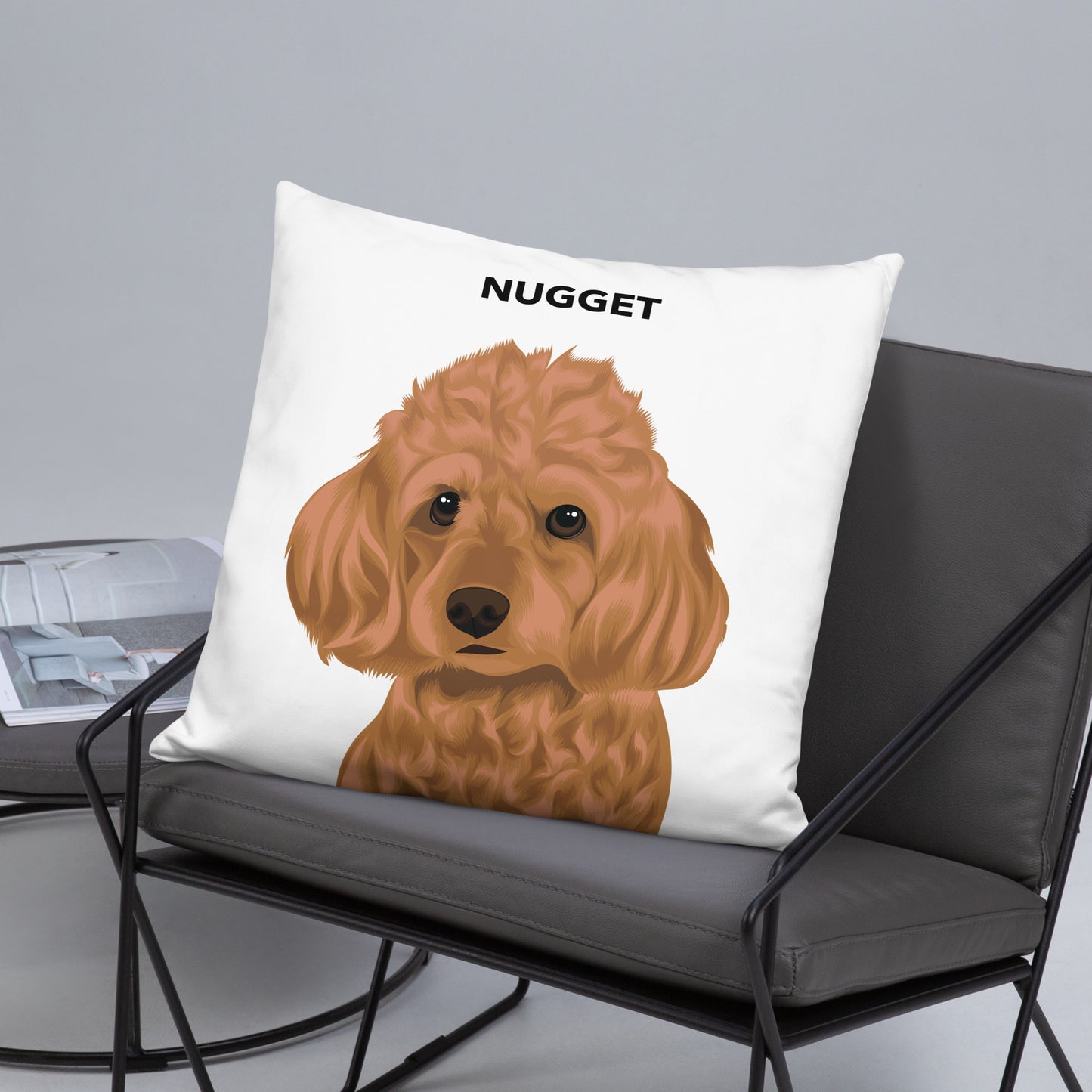 Couch Pillow with Artisanal Custom Pet Portrait